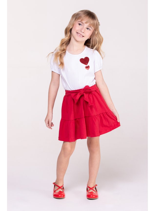 CONJUNTO ROSA vermelho MENINAS INFANITL MINICONCEITO CORAO APETE A