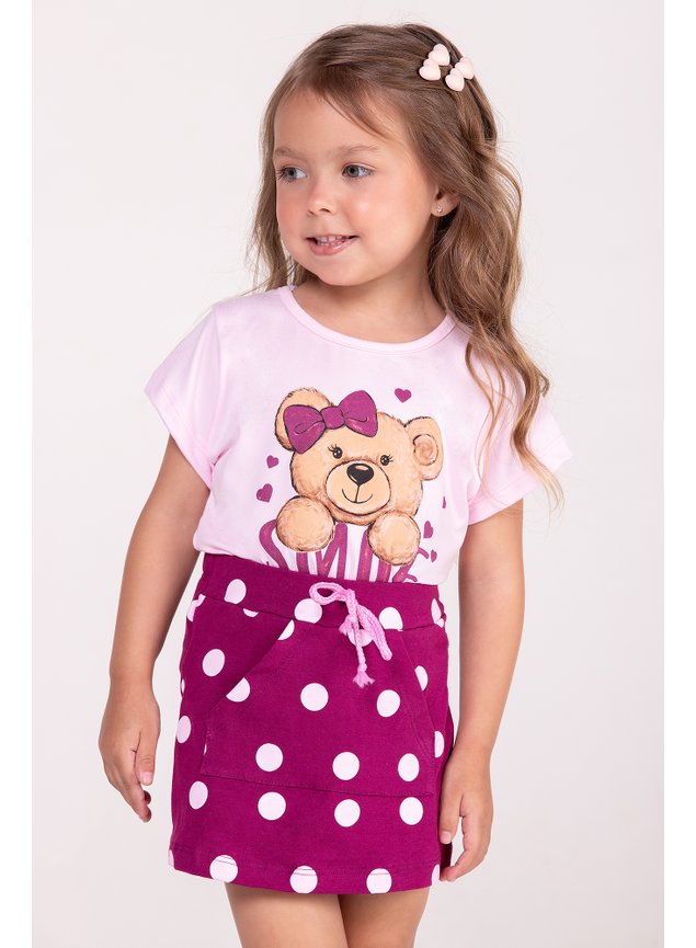 CONJUNTO  urso pos purpura CORAO LAOS SHORTS BLUSA A