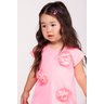 blusa rosa neon flores menina infantil manga curta