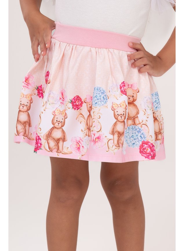 SHORTS SAIA MENINA INFANTIL MINICOCNEITO URSOS rosa