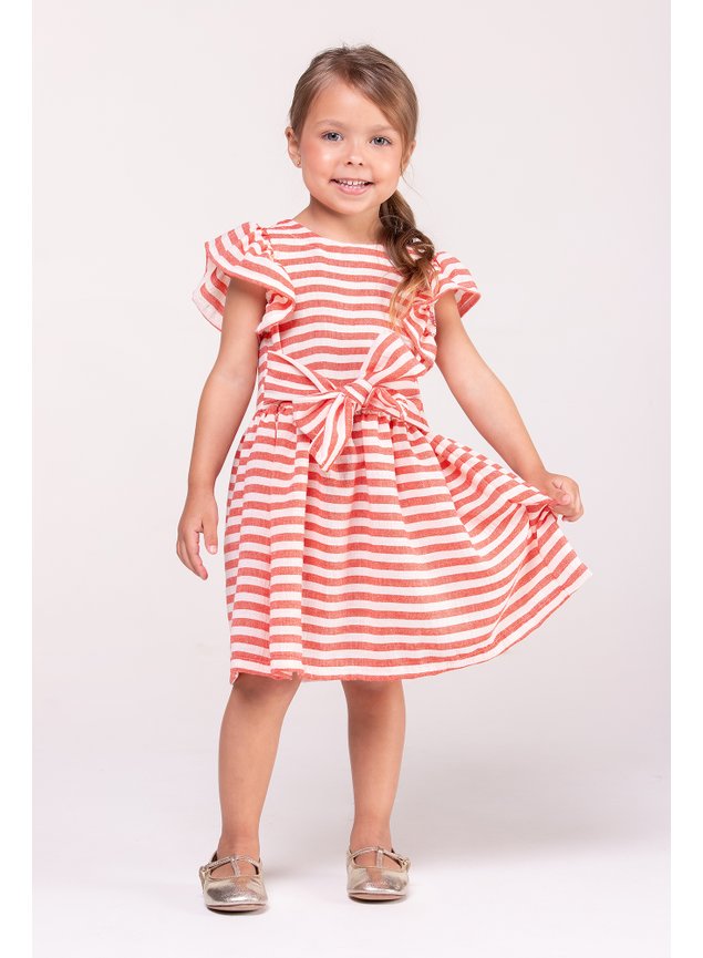 vestido listrado vermelho meninas infantil laco premium natal b