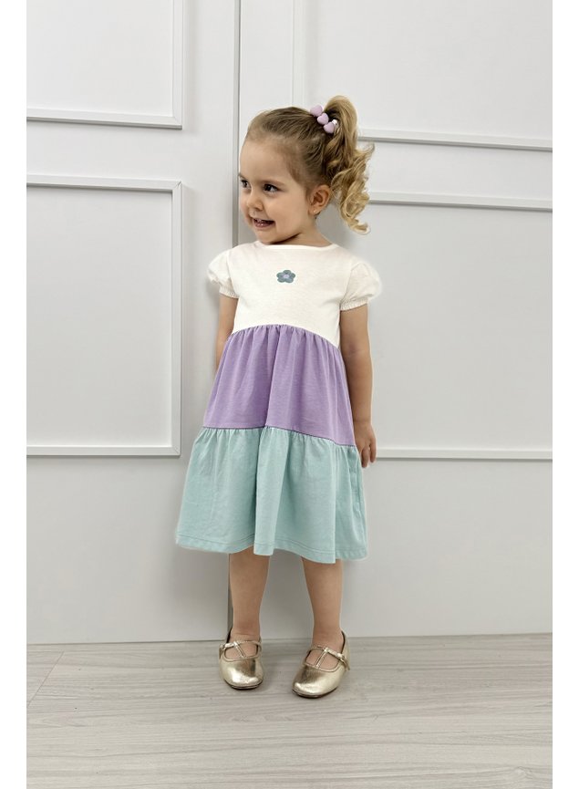 vestido recortes meninas infantil minicocneito verde lilas b