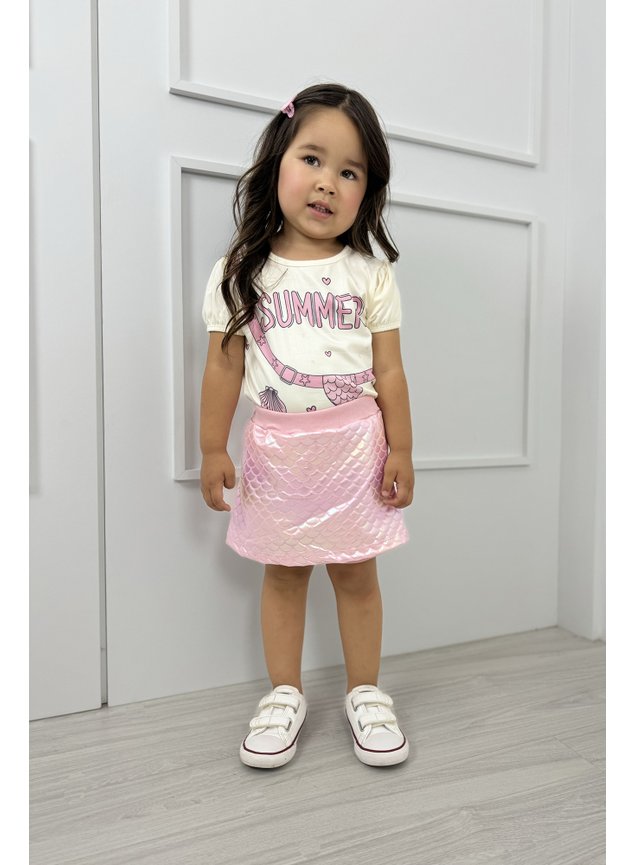 conjunto sereia menina infantil shorts blusa holorafico r a