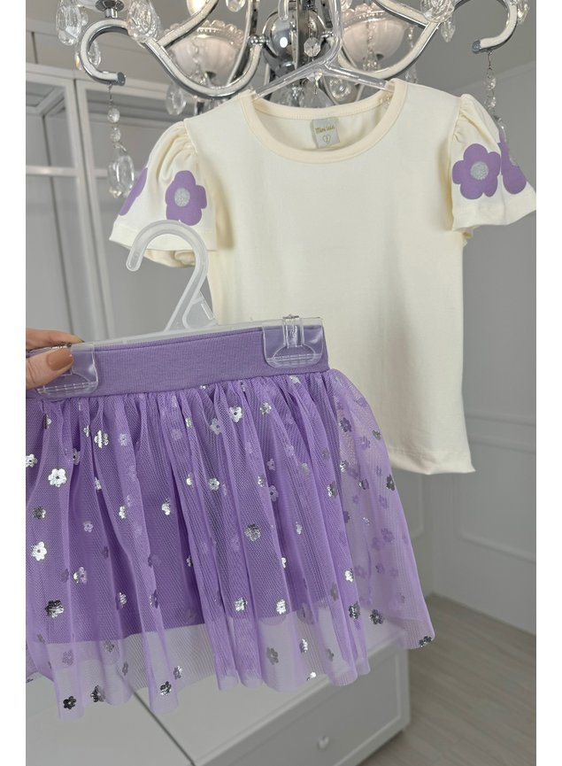 conjunto tule lils lavanda menina infantil mini conceito mini lal roupa