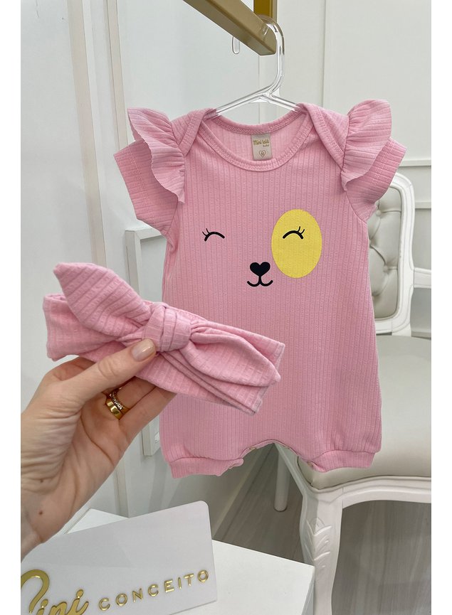 macaquinho ROSA carinha bebe faixa menina infantil miniconceito
