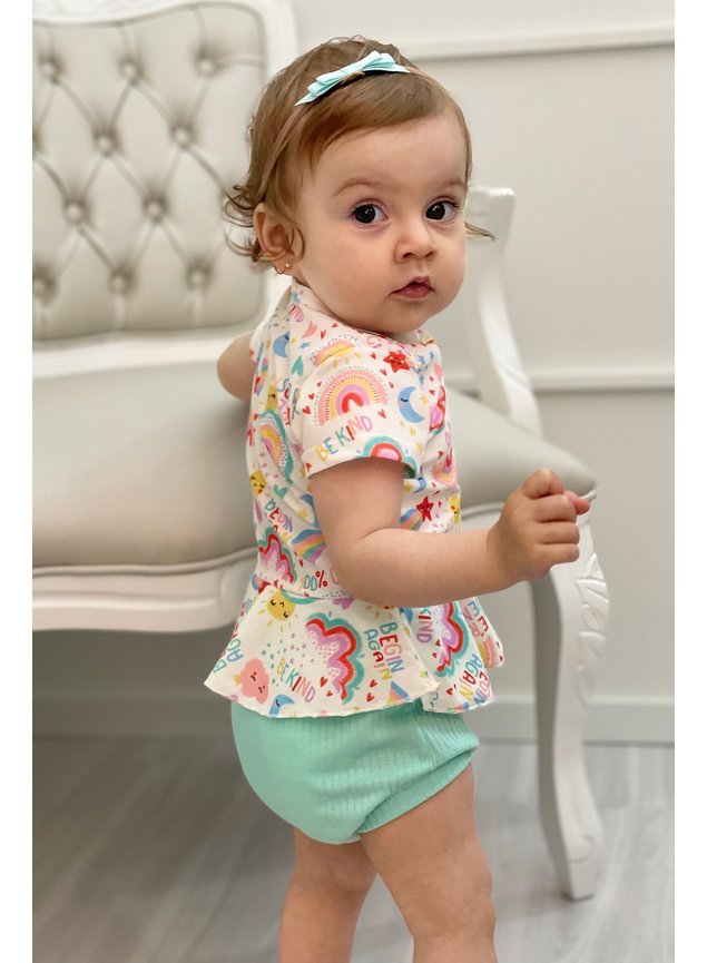 conjunto calcinha bata menina infantil miniconceito bebe colorido