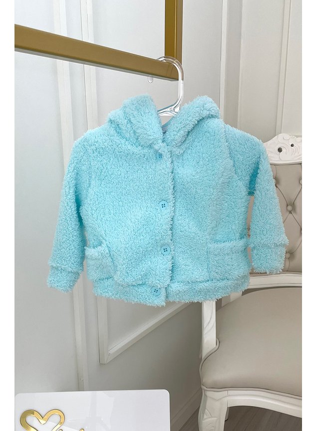 casaco pelo capuz orelhinha menina menino infantil azul a