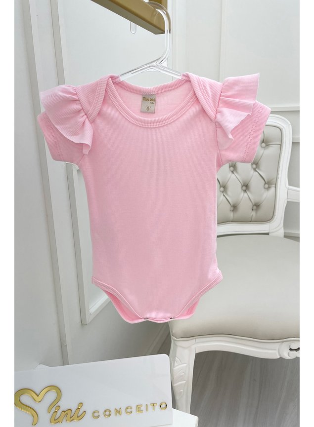body rosa menina babado manga curta miniconceito bebe