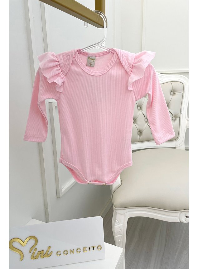 body rosa  longa babado menina infantil miniconceito bebe
