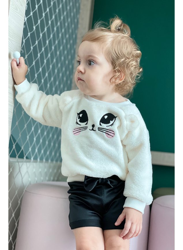 casaco pelo meninas rostinho bebe off gato orelhinhas minicoceito g