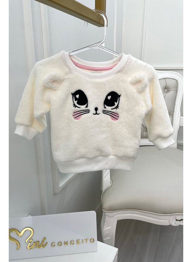 casaco pelo meninas rostinho bebe off gato orelhinhas minicoceito