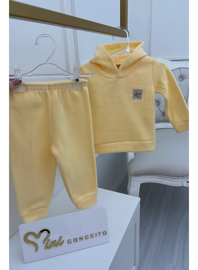 conjunto amarelo peludo miniconceito peluciado meninas infantil bebe