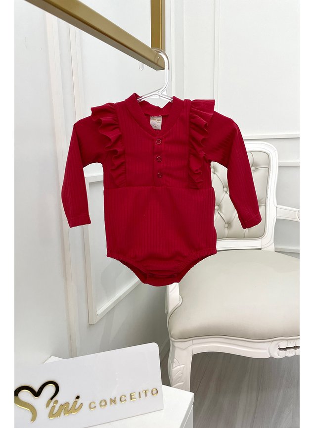 body vermelho botes babado menina infantil bebe miniconceito