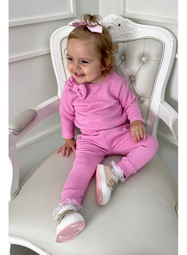 rosa casaco legging coracoes laco menina infantil miniconceito a
