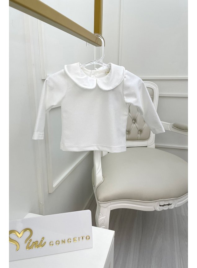 blusa manga longa gola menina infantil miniconceito branca botoes menina infantil a