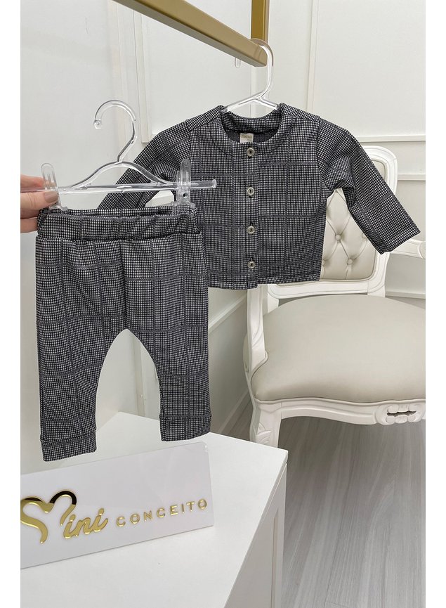 conjunto casaco legging xadrez miniconceito bebe menina infantil
