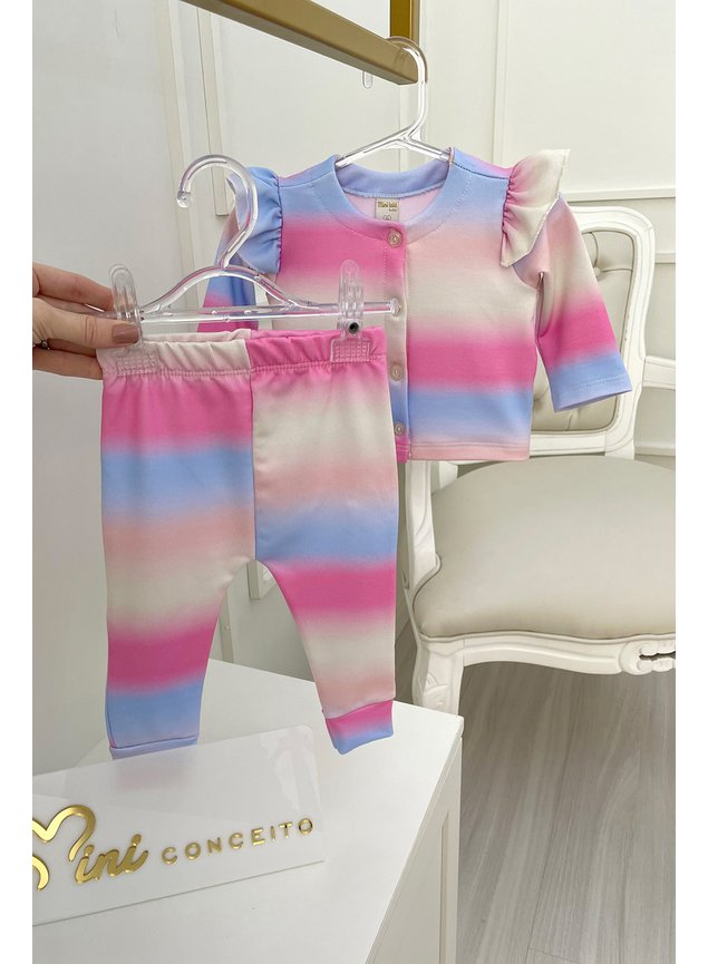 conjunto casaco legging colorido miniconceito bebe menina infantil