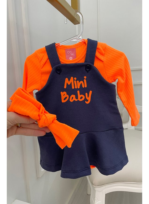 conjunto body jardineira bebe menina infantil marinho laranja miniconceito