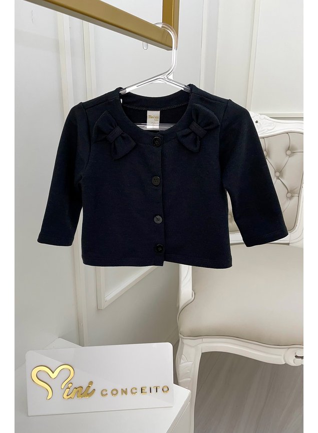 casaco preto menina infantil miniconceito bebe manga longa