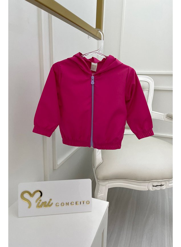 jaqueta corta vento rosa pink ziper roxo g