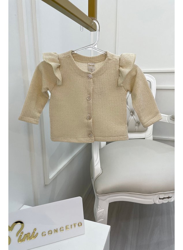 casaco lurex dourado menina infantil minicocneito bebe