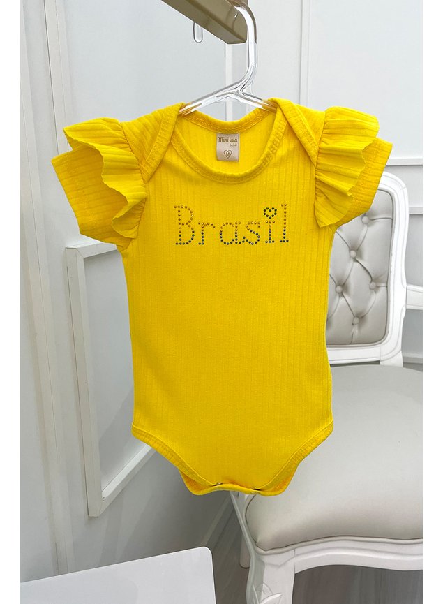 body copa mundo brasil amarelo strass