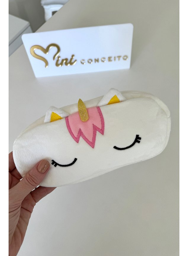 unicornio estojo branco