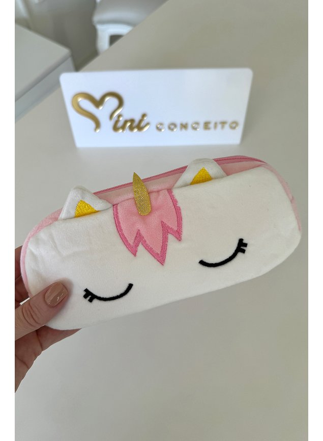 unicornio estojo rosa