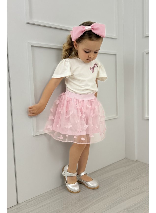 conjunto borboleta shorts saia rpsa lovely glitter menina blusa tule