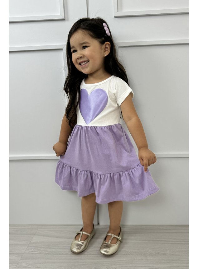 vestido lilas coracao cetim off lilas babado menina infantil miniconceito t q