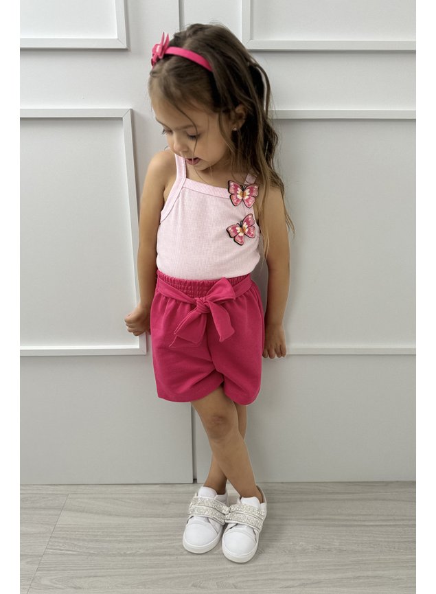 conjunto borboleta regata glitter shorts laco menina infantil miniconceito h