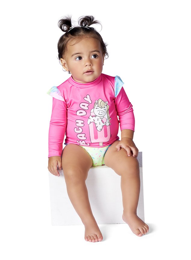 conjunto praia bebe menina infantil miniconceito pink