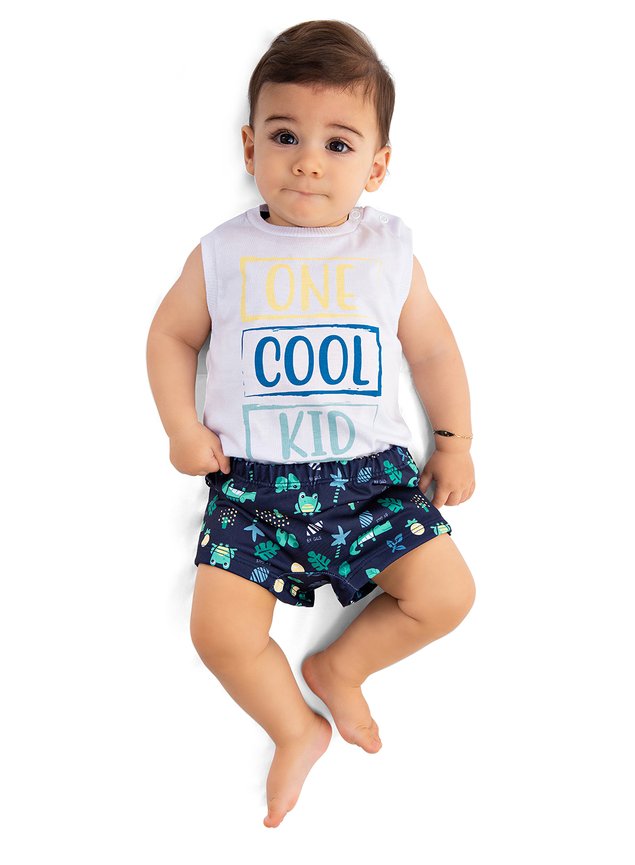 conjunto bebe menino infantil jacare cool blusa shorts