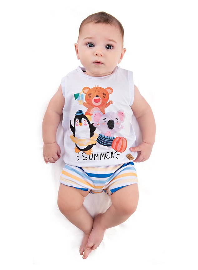 conjunto praia bebe menino infantil miniconceito tigre