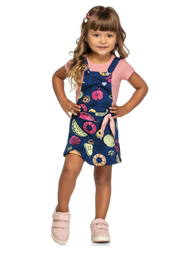 jardineira frutas menina infantil miniconceito blusa