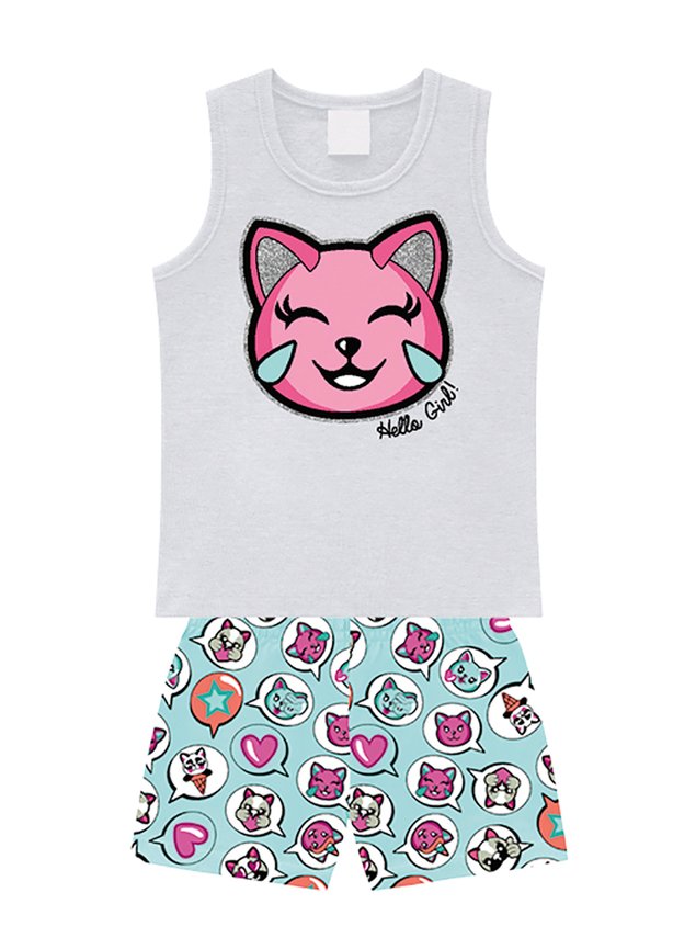 conjunto gatinho emoji infantil