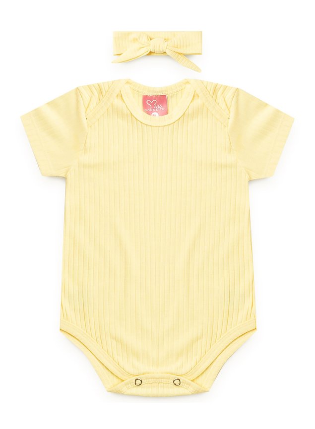 conjunto bebe body faixa amarela
