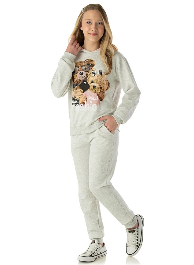 conjunto moletom ursinho juvenil