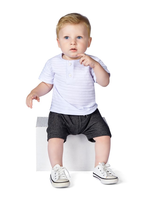 CONJUNTO BEBE MENINO INFANTIL SHORTS BLUSA OFF MESCLA