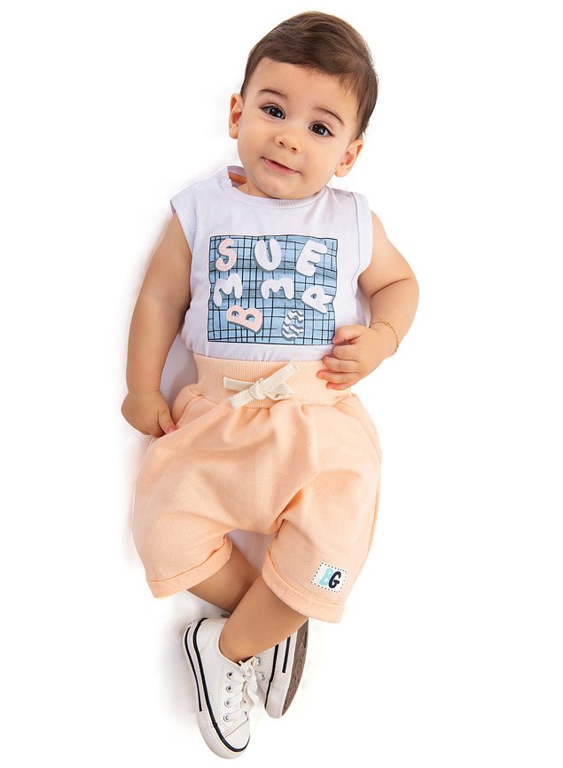 CONJUNTO BEBE LARANJA REGATA MENINO INFANTIL