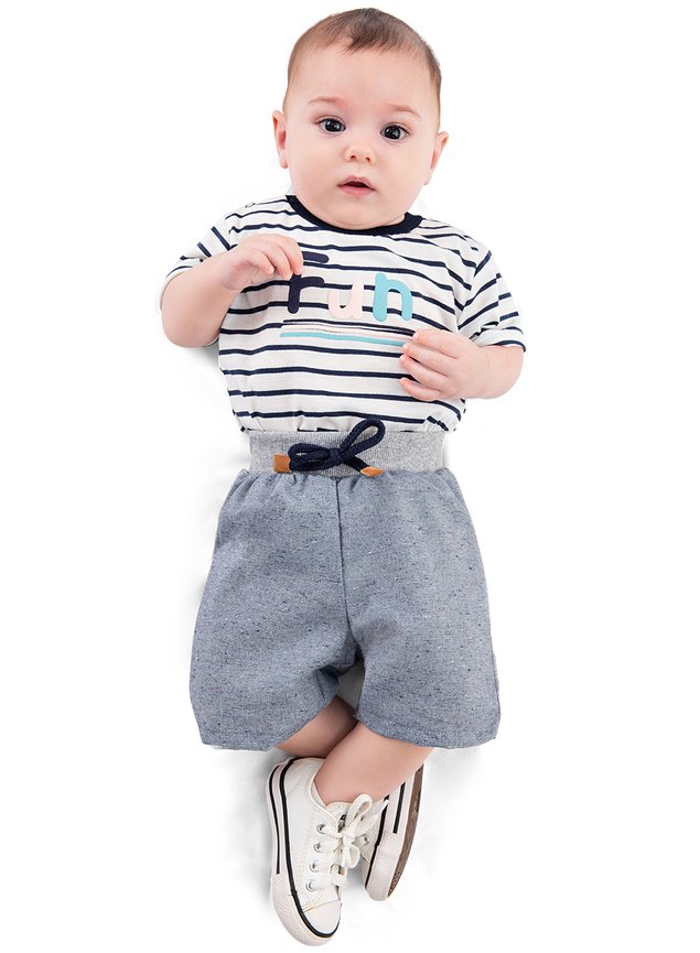 CONJUNTO BEBE MESCLA BERMUDA BLUSA
