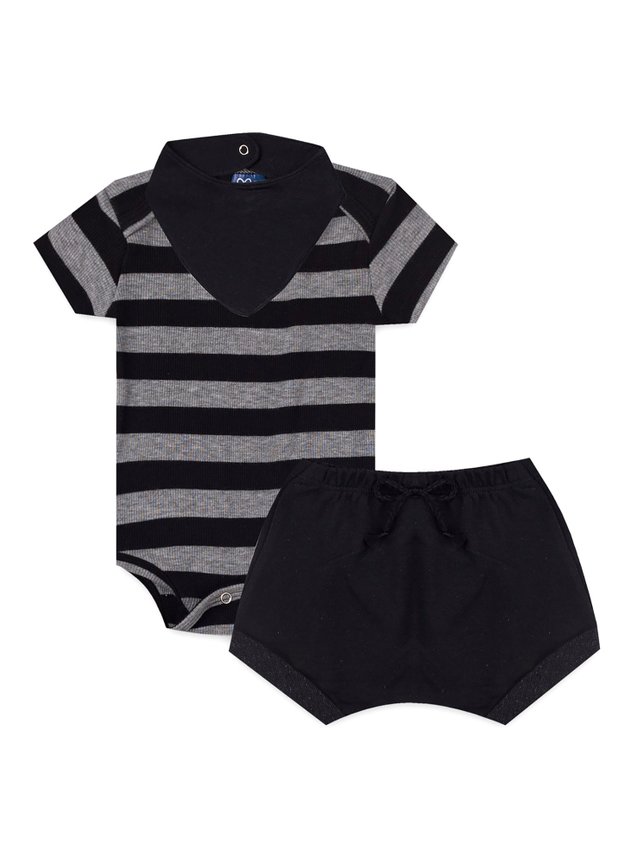 conjunto listrado mescla preto