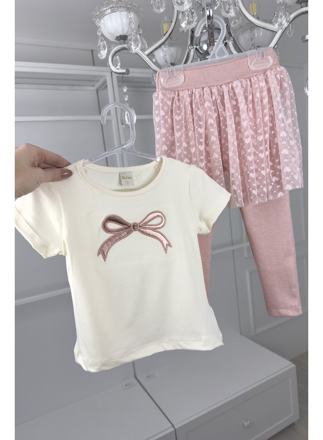 conjunto laco rose calca tule blusa menina infantil miniconceito u