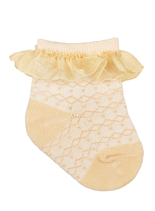 meia amarela babado menina infantil miniconceito bebe