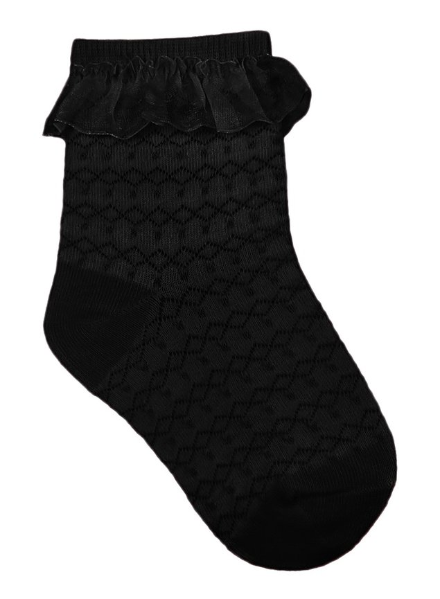 meia preto babado menina infantil bebe