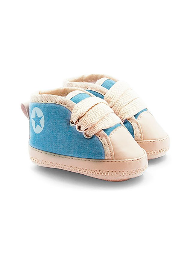 tenis azul bege bebe menino infantil jeans u