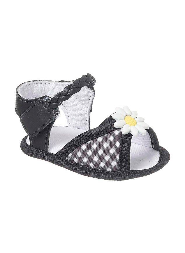 sandlia flor xadrez menina infantil bebe