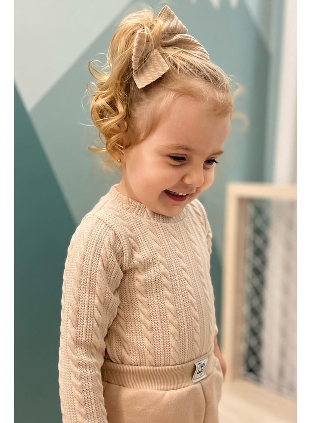 casaco tricot menina infantil bege nude miniconceito