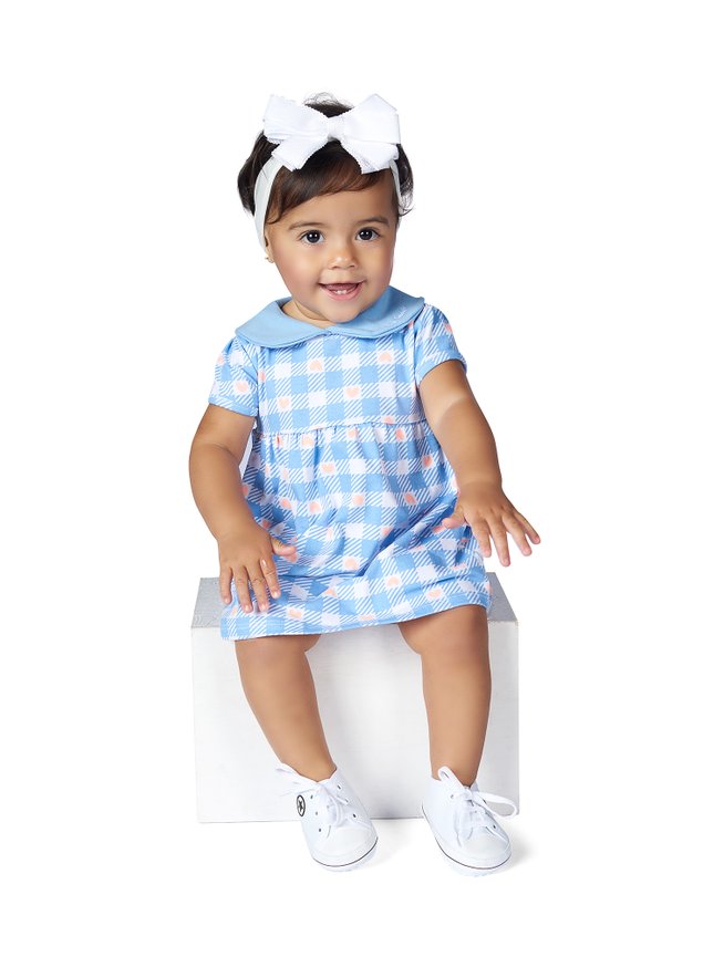 vestido azul xadrez menina infantil minicocneito