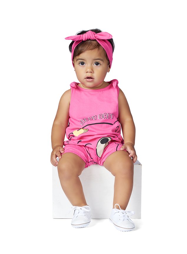 conjunto kit bebe rosa miniconceito macaquinho faixinha